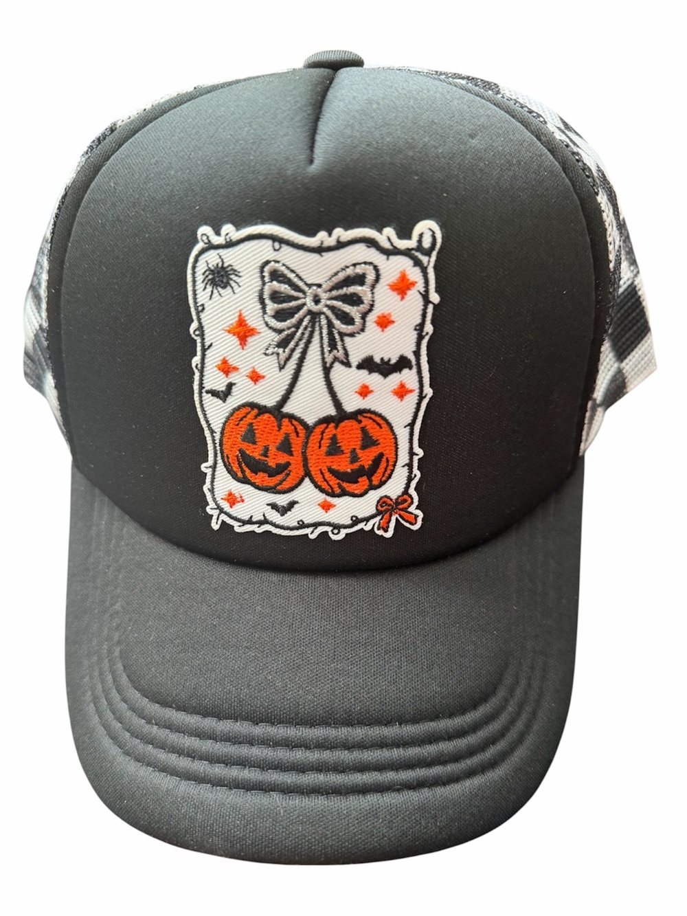 Custom Halloween Trucker Hat with Pumpkin Patch